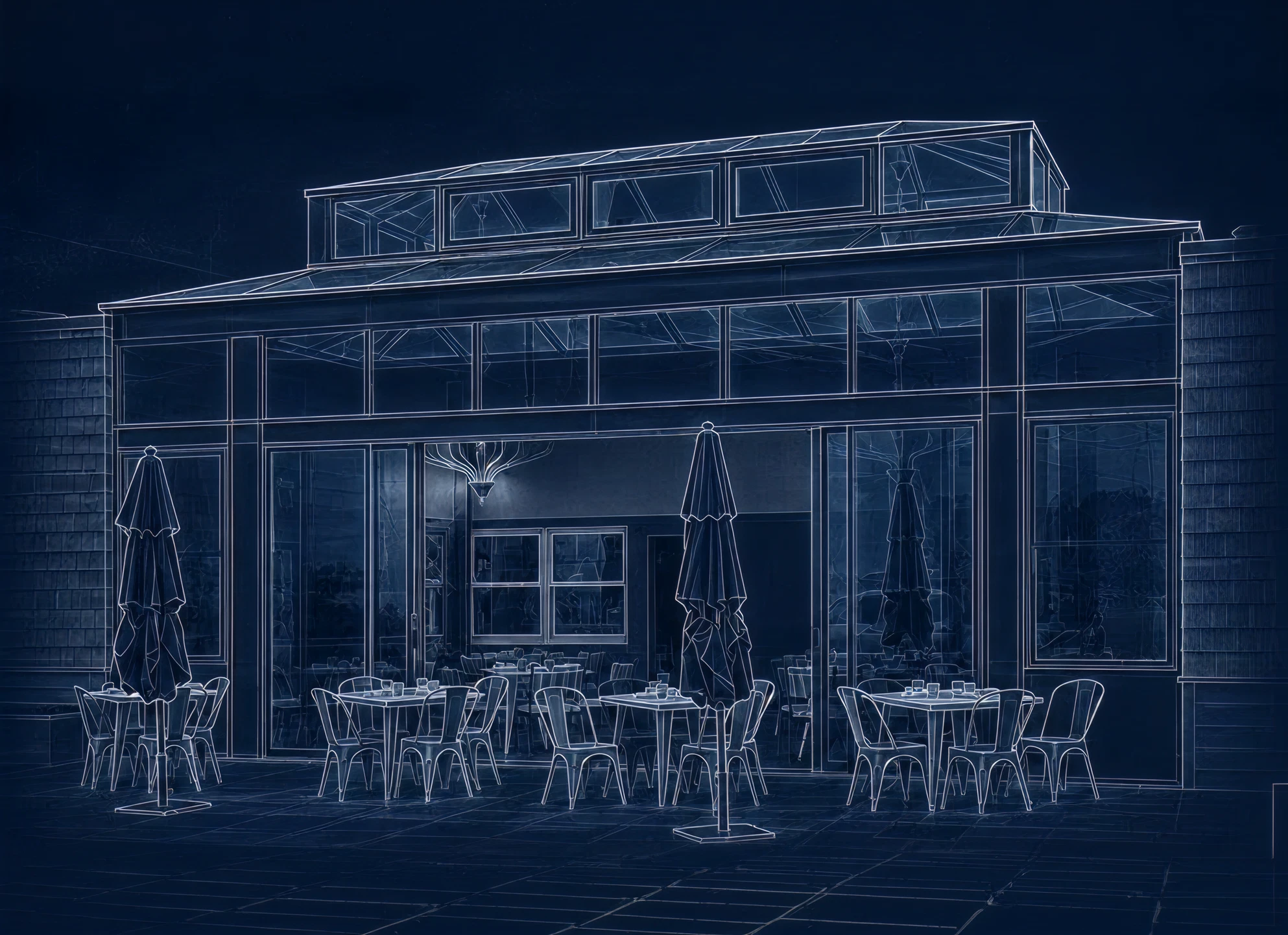 Blueprint architectural drawing of AlumaVerse custom sunroom structure manufactured in Vancouver WA