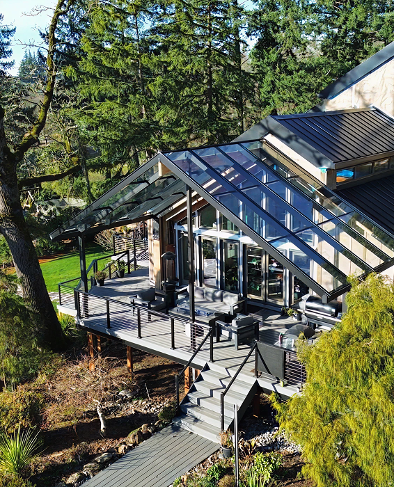 Aluminum patio cover providing shade and weather protection