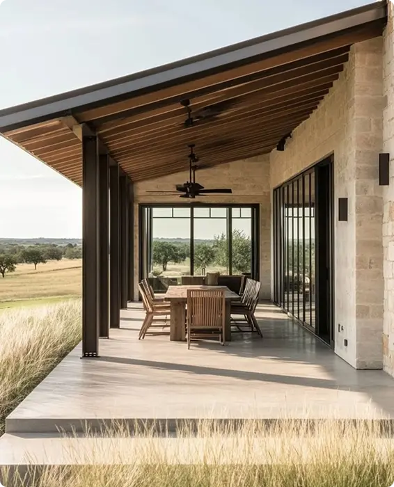 Acrylite patio cover with lightweight panels and aluminum frame