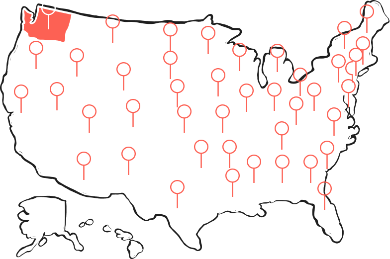Map showing AlumaVerse service area from Vancouver WA throughout the Pacific Northwest